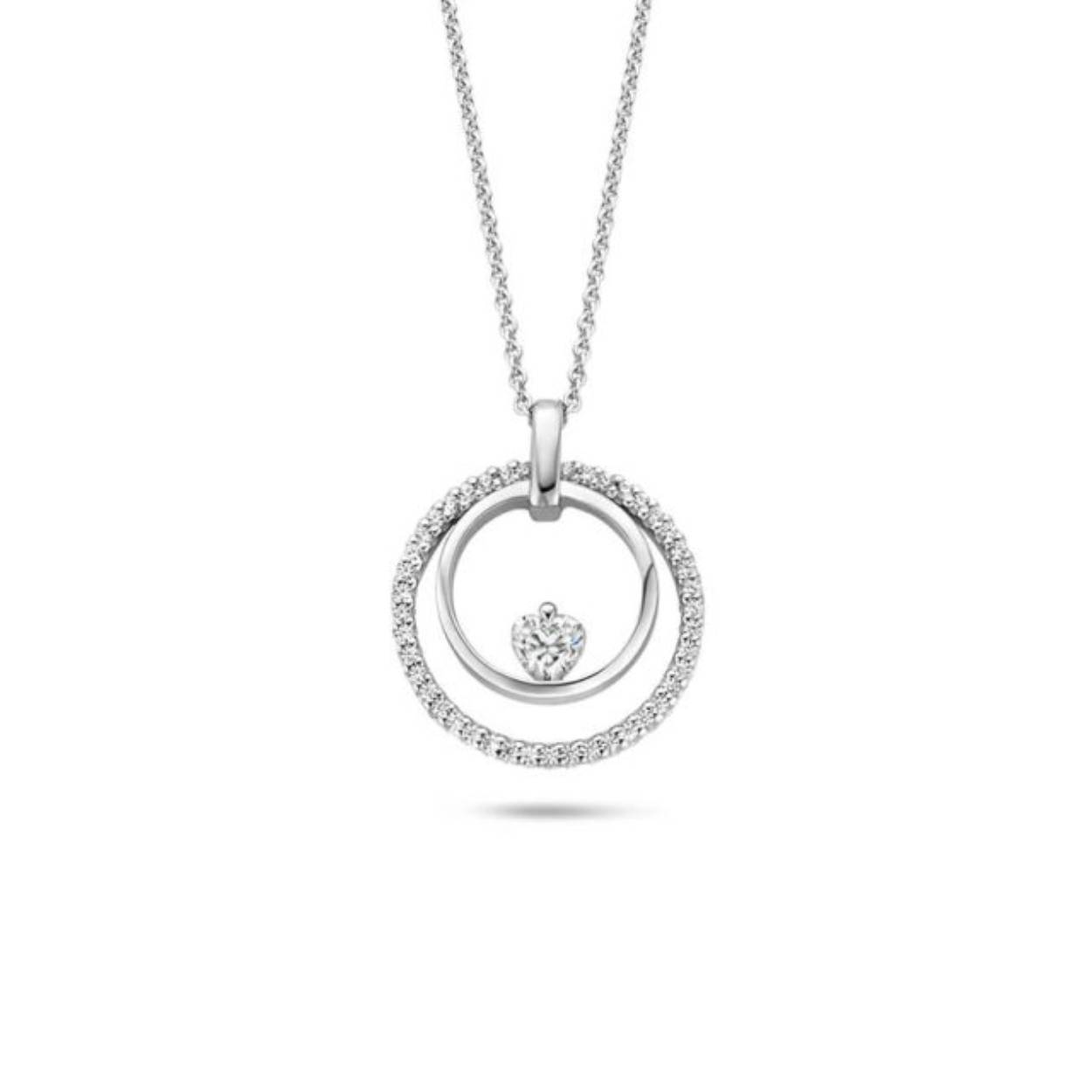 Dit is een collier van het merk FJF Jewellery. Dit sieraad bevat de edelsteen: zirconia van swarovski. De kleur van deze edelsteen is: wit.