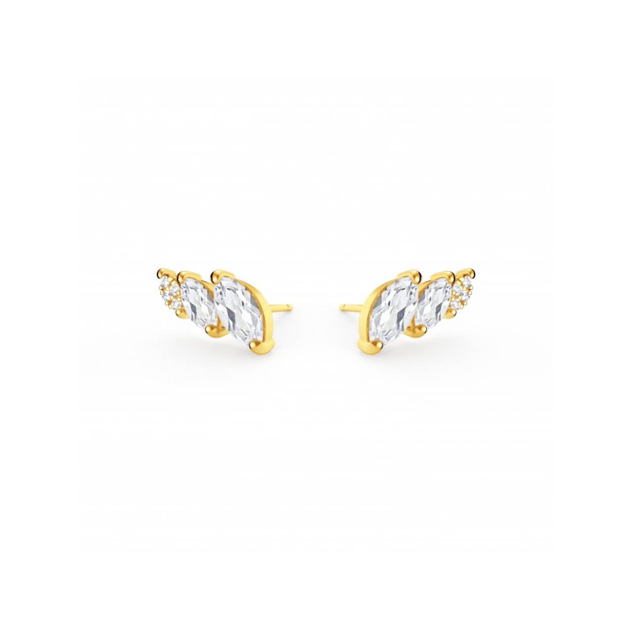Goudkleurige oorstekers met échte diamantjes uit de 'Swan' collectie.
Materiaal: zilver, verguld met 18 kt goud/diamant: 0,03 ct/witte markies