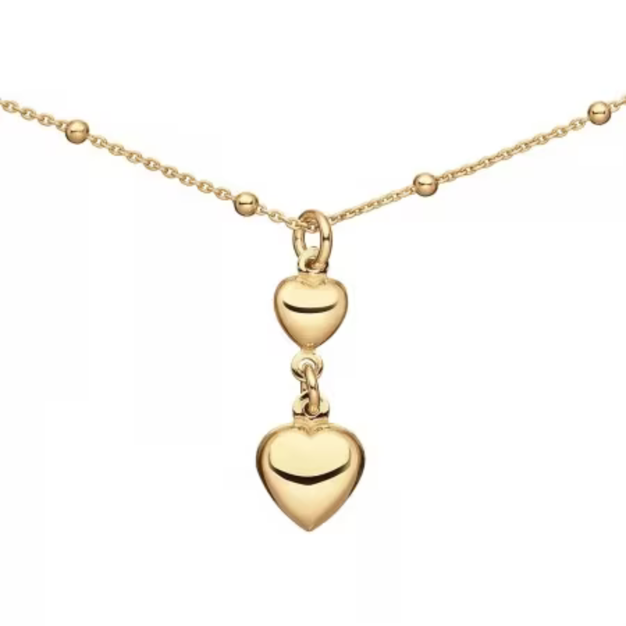 Goud op zilbver collier met hartjes 