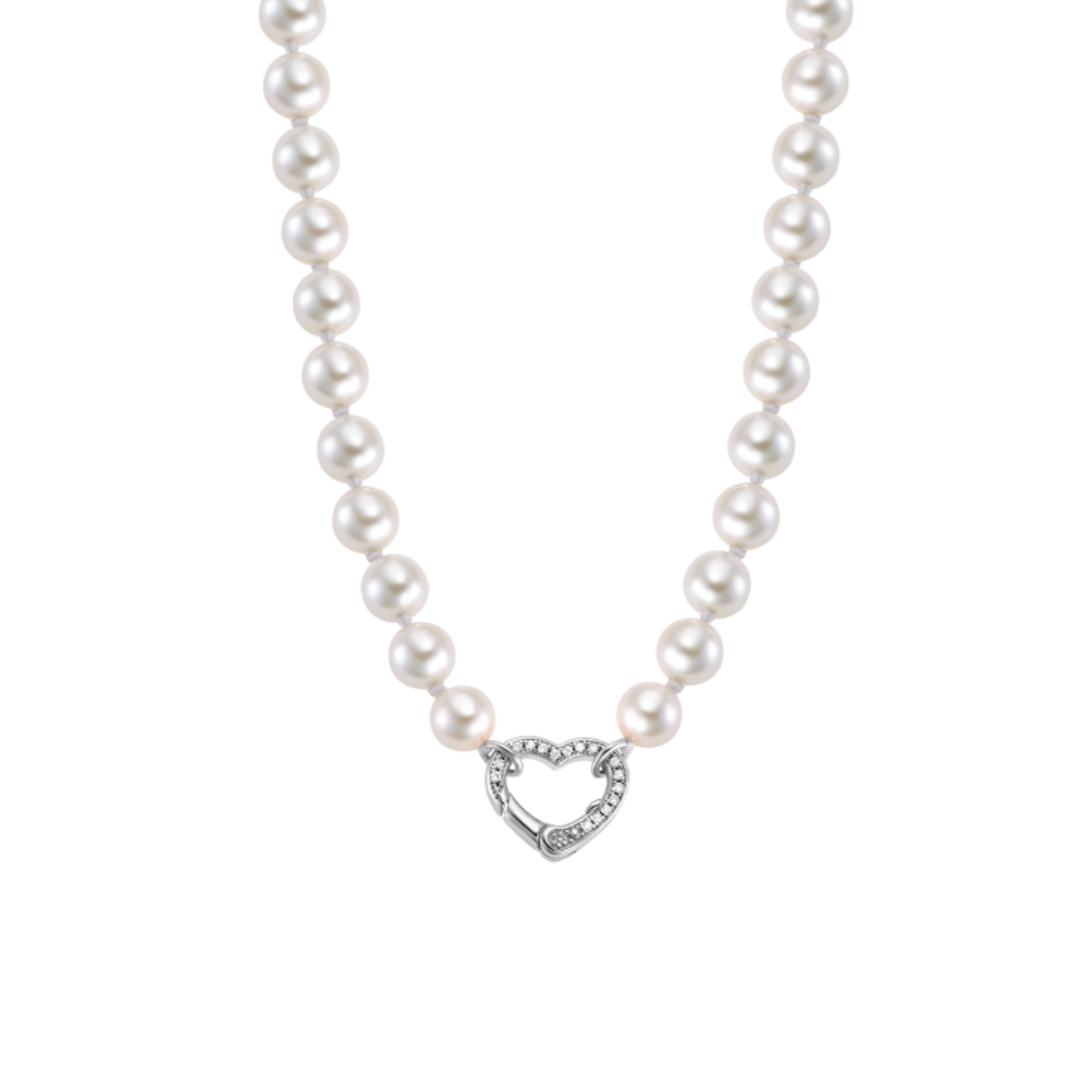 parel collier zilver hartje