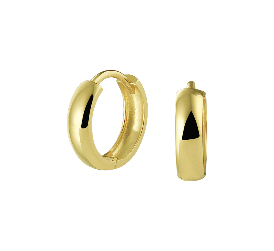 Geelgouden klapoorbellen uitgevoerd met een stevige scharnier sluiting.