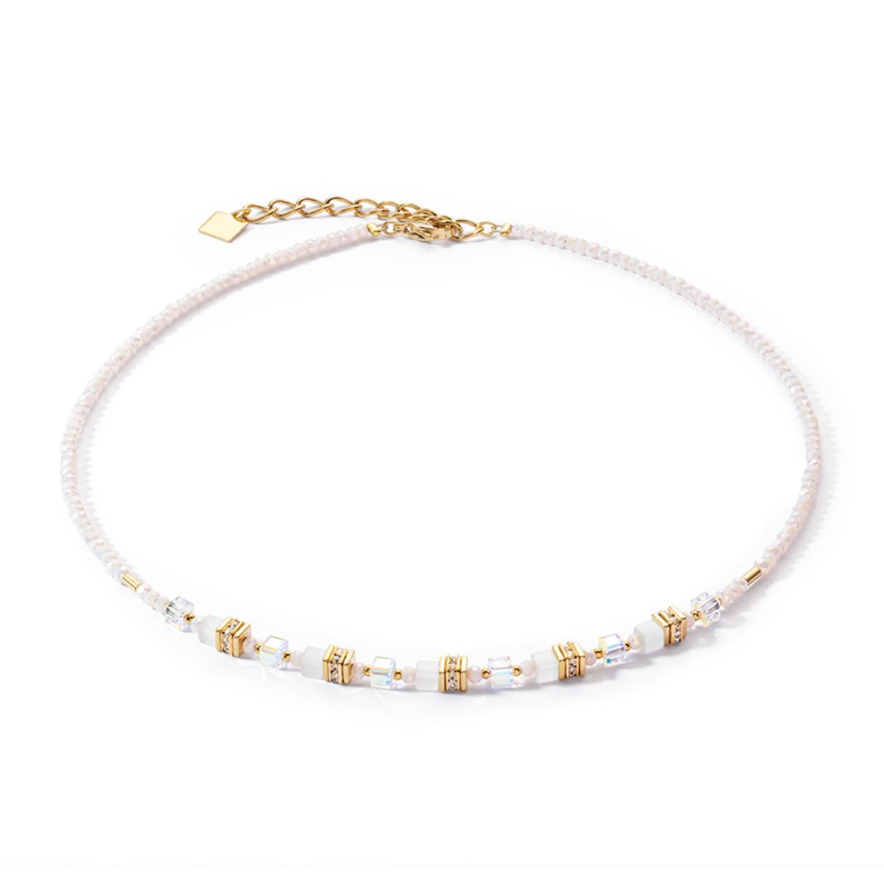 Coeur de Lion collier met strass, geocube en witte kristallen. 
