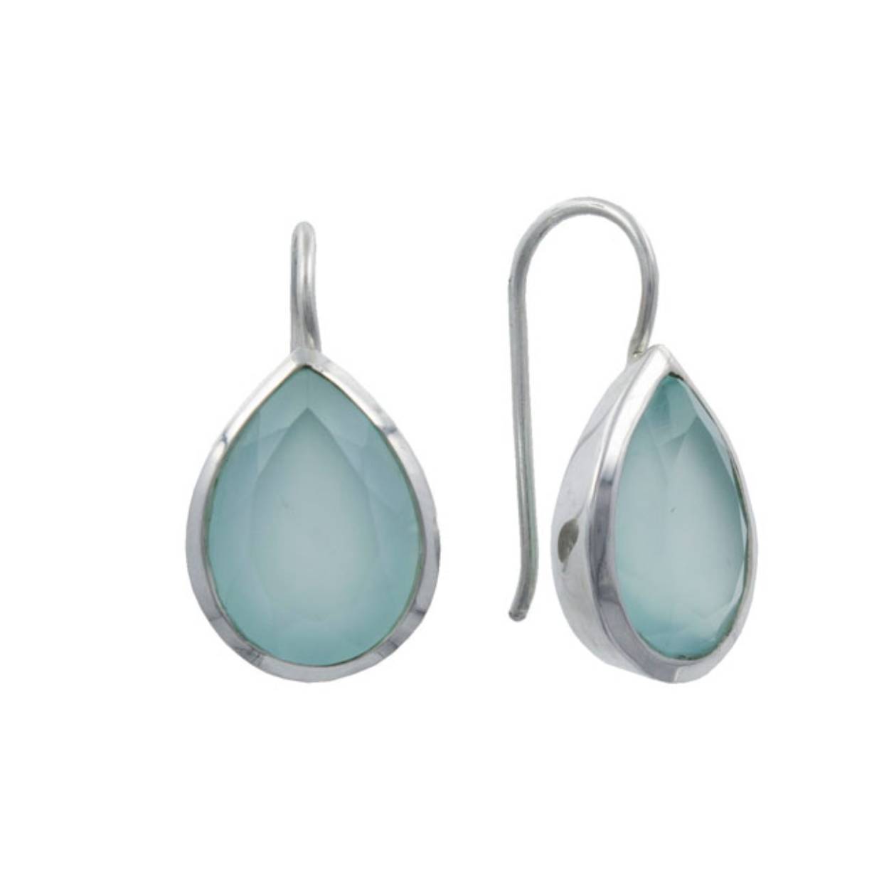 zilveren oorhangers met calcedoon