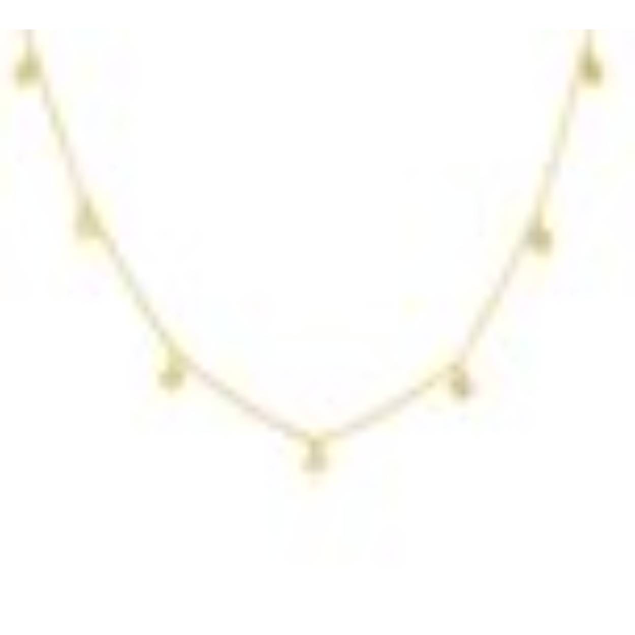 14k geelgoud collier met ronde schijven van 0.6 cm en 1 cm, met extra tussenoog zodat het op 42 en 45 cm gedragen kan worden
