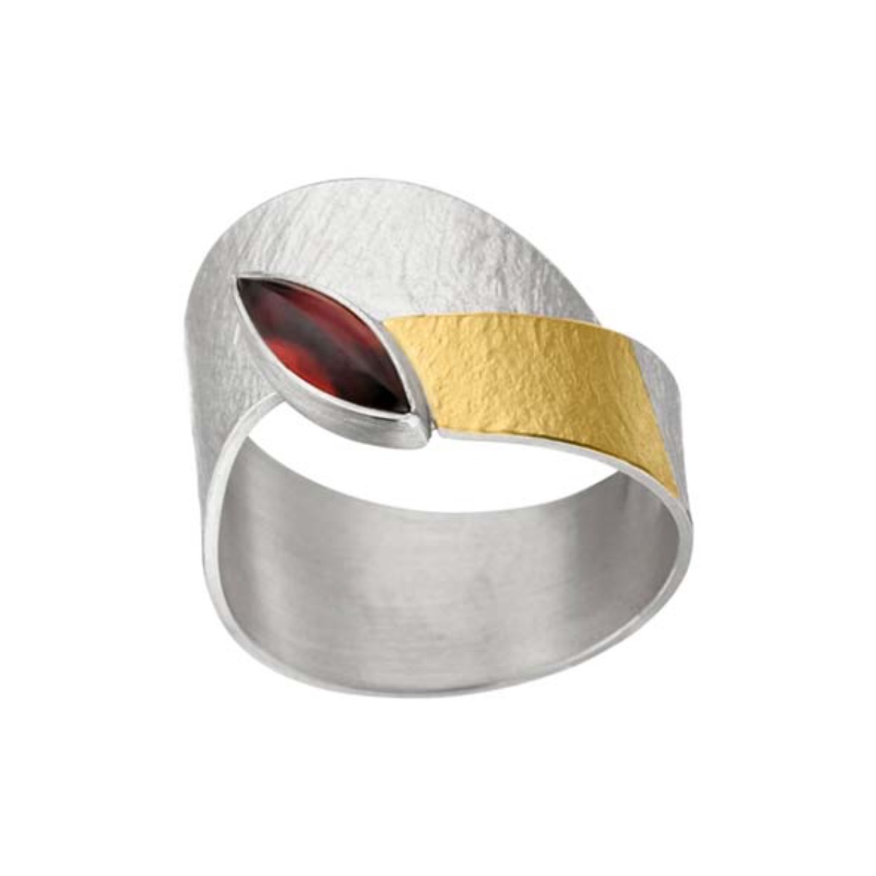 Zilver/goud ring met carneool. Afgewerkt met 20karaat goud.