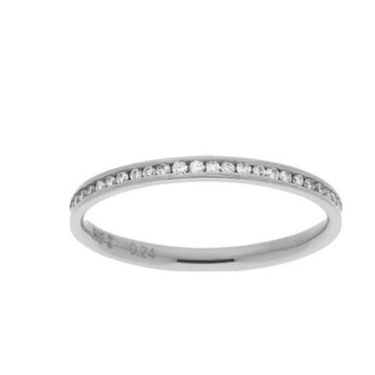 Witgouden Ring Riviera Diamant 585 Wit - 1,2gr - 53-0.24ct