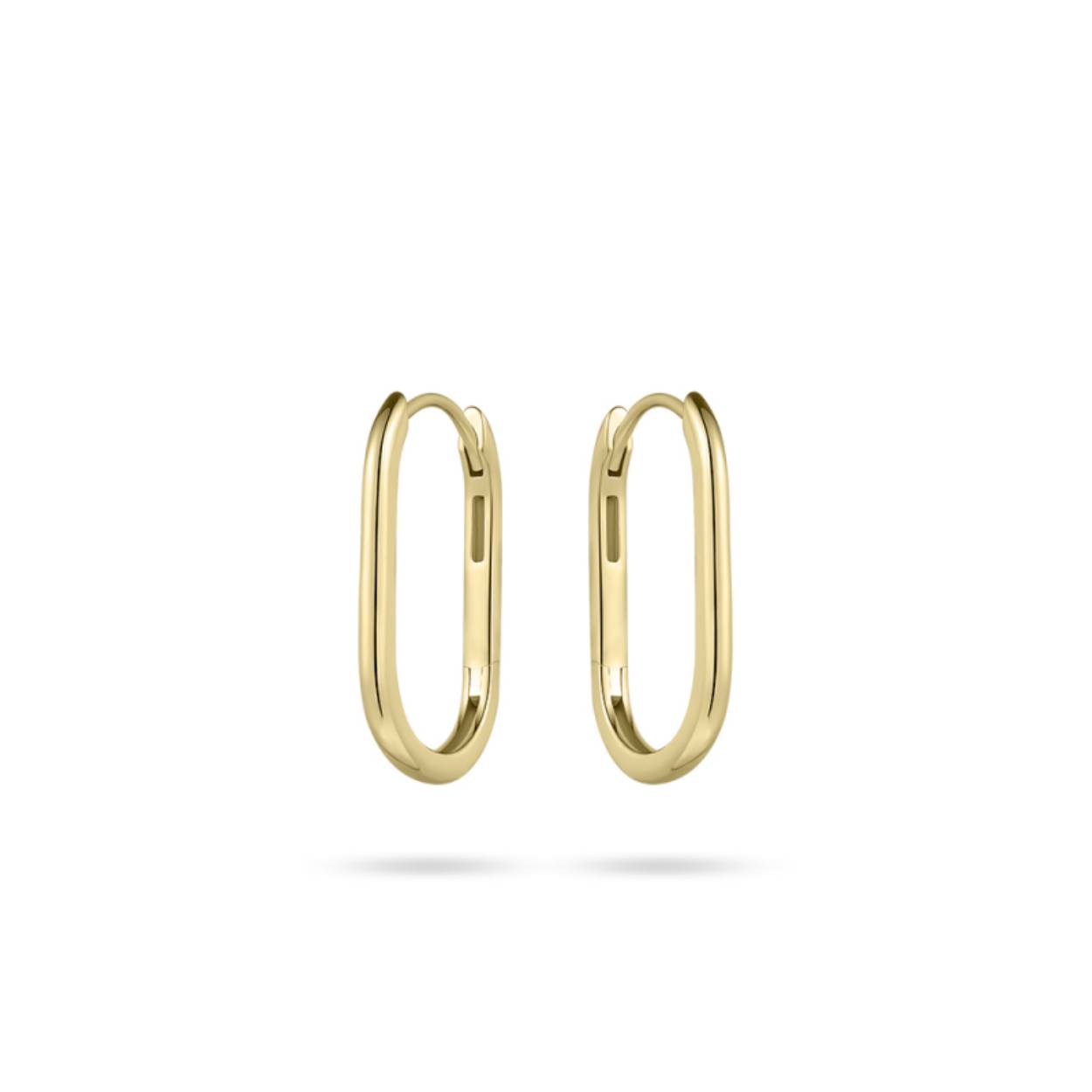 14k gouden ovale oorringen met een scharniersluiting.