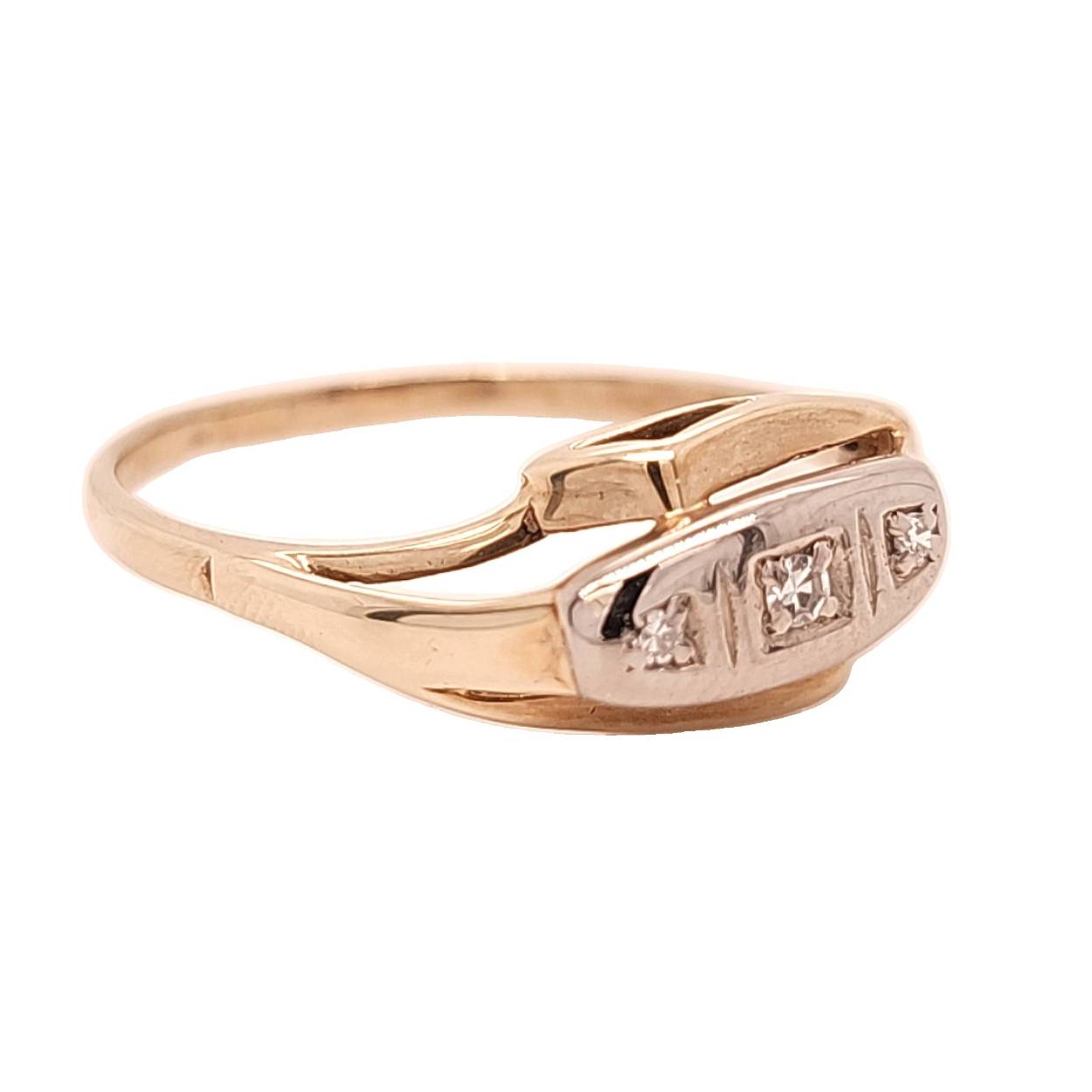 geelgouden/witgouden ring met diamant 0,05