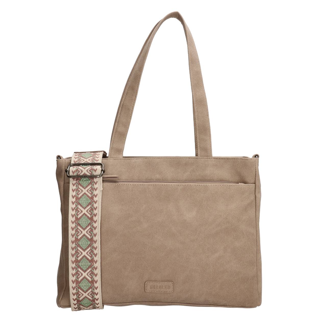Met deze shopper steel jij de show! Deze prachtige shopper komt uit de Malaga serie van Beagles. Door het strakke design valt die overal mee te combineren. De schouderband heeft een leuk patroon wat de tas een speelse look geeft. Je spullen neem je bovendien geordend met je mee in de meerdere vakken die de tas te bieden heeft. Je shopt de shopper in vrolijke, zachte kleuren. Waar neem jij deze shopper mee naar toe? 

De eigenschappen van deze shopper zijn: 

Hoofdvak met ritssluiting
Voor- en achtervak met ritssluiting
Dubbel handvat
Verstelbare en afneembare schouderband