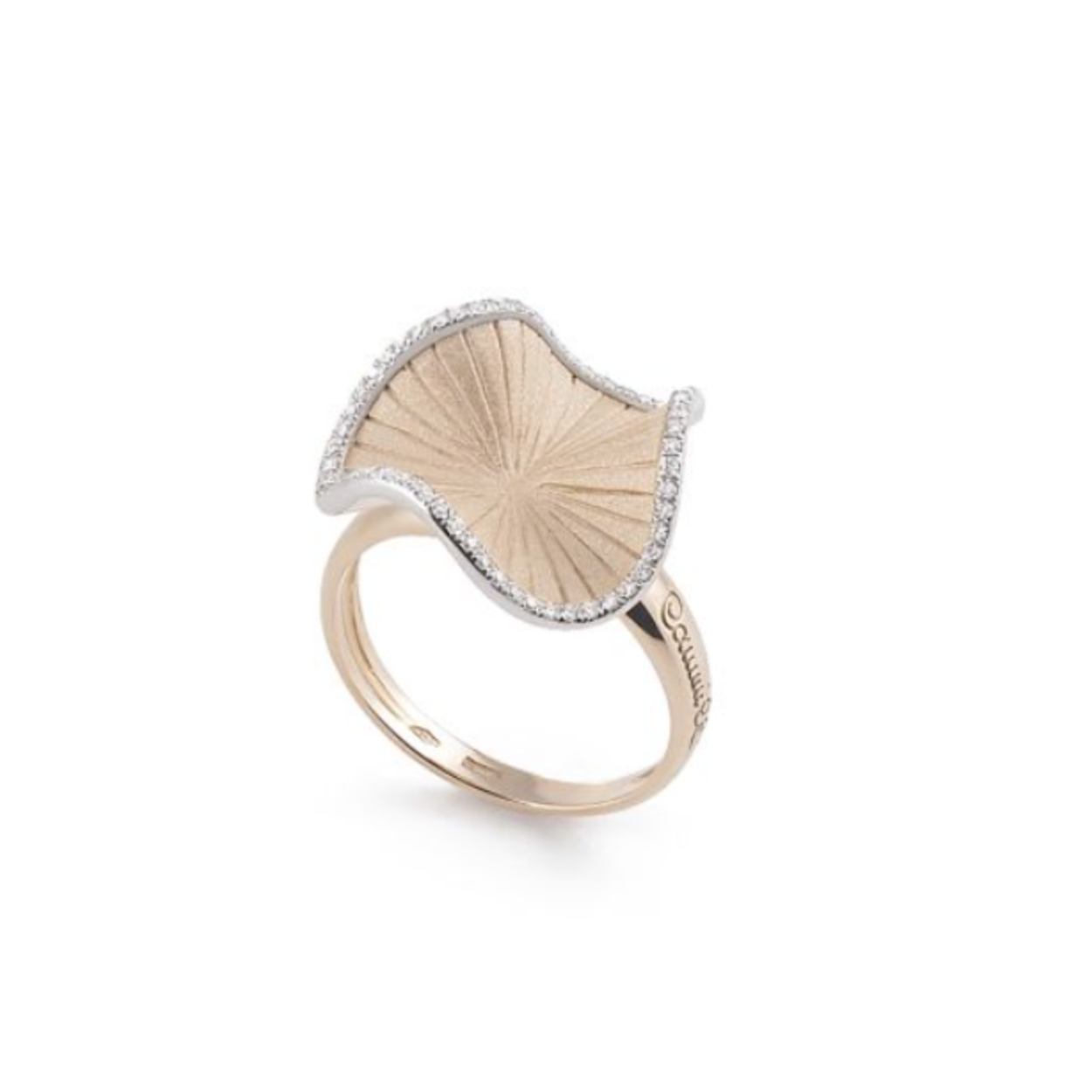 Sultana Series Ring, 18Kt Natural Beige Gold met diamanten 0.19ct