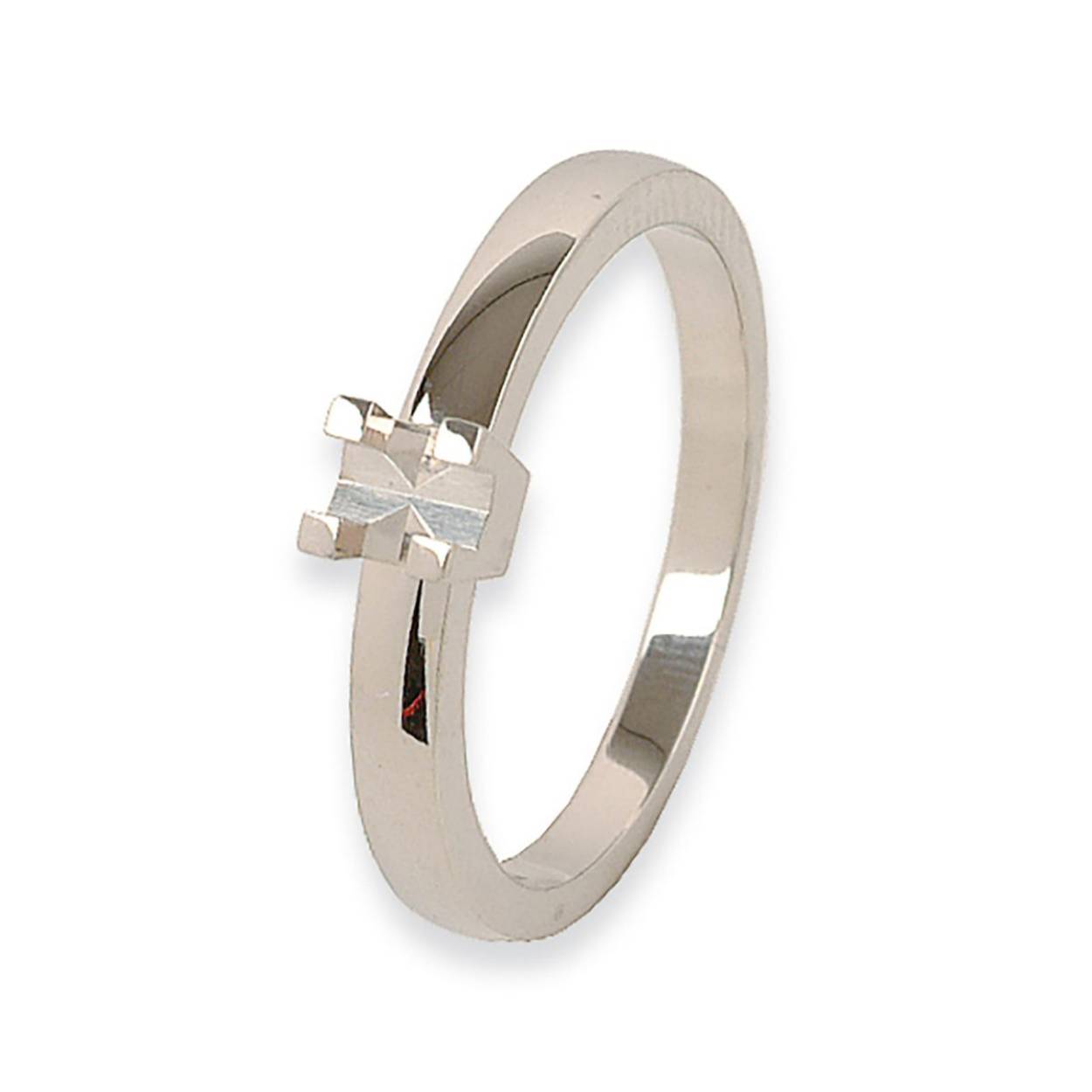 14K witgouden solitairring met smaragd