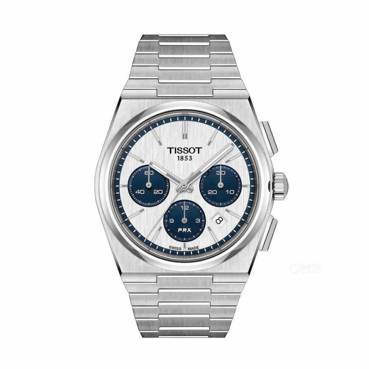 Tissot PRX Chrono Automaat T1374271101101 42MM 60 uur gangreserve



TISSOT PRX AUTOMATIC CHRONOGRAPH
AUTOMATIC MOVEMENT: UP TO 60 HOURS POWER RESERVE
DIAMETER: 42 MM
316L STAINLESS STEEL CASE
SEE-THROUGH CASEBACK
HOUR AND MINUTE BATON HANDS COATED WITH SUPERLUMINOVA®
SCRATCH-RESISTANT SAPPHIRE CRYSTAL WITH ANTIREFLECTIVE COATING
INTERCHANGEABLE QUICK RELEASE BRACELET