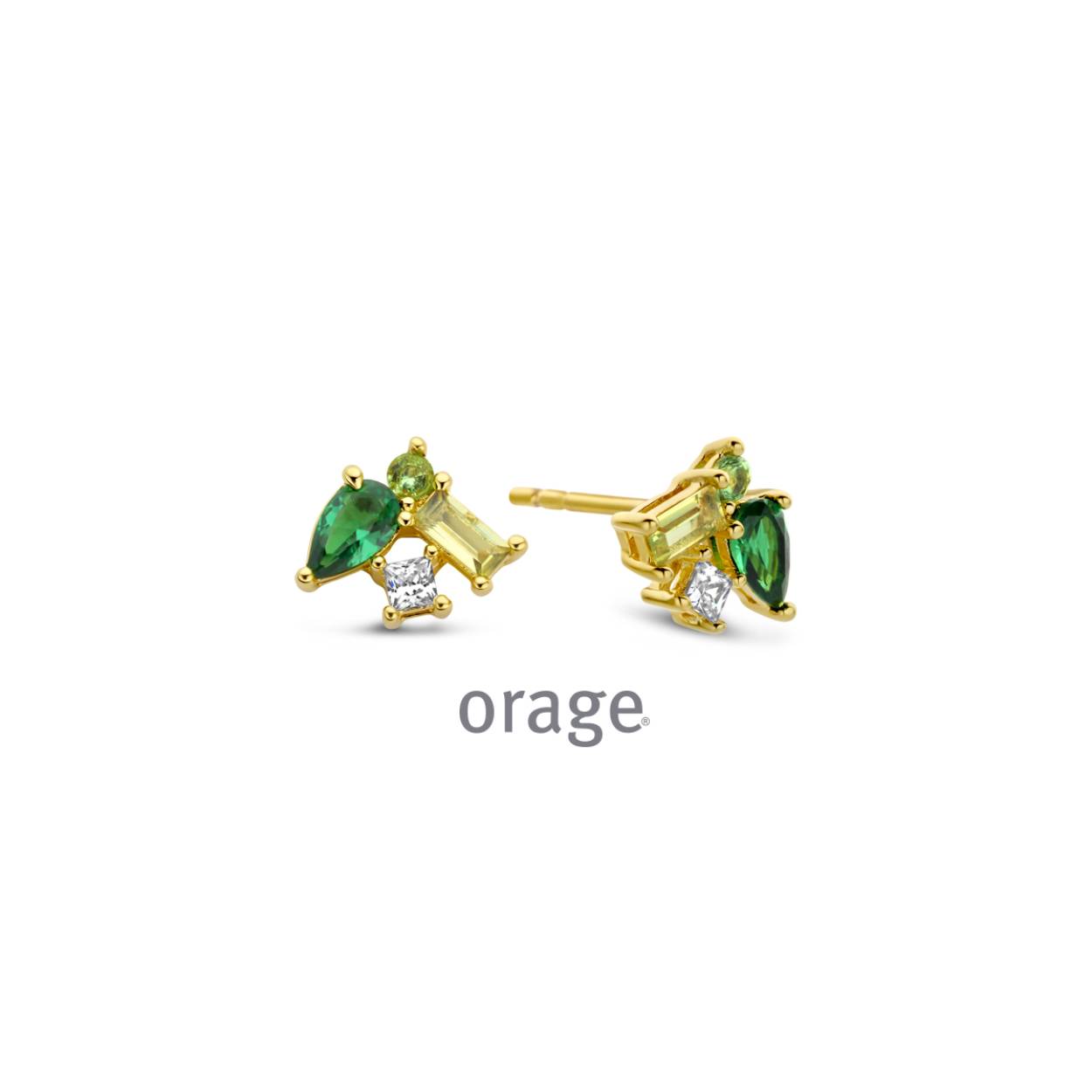 Orage Oorstekers Verguld groen