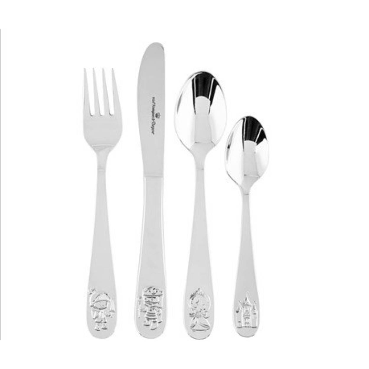 4-delig kinderbesteksetje inclusief verpakking met opdruk.