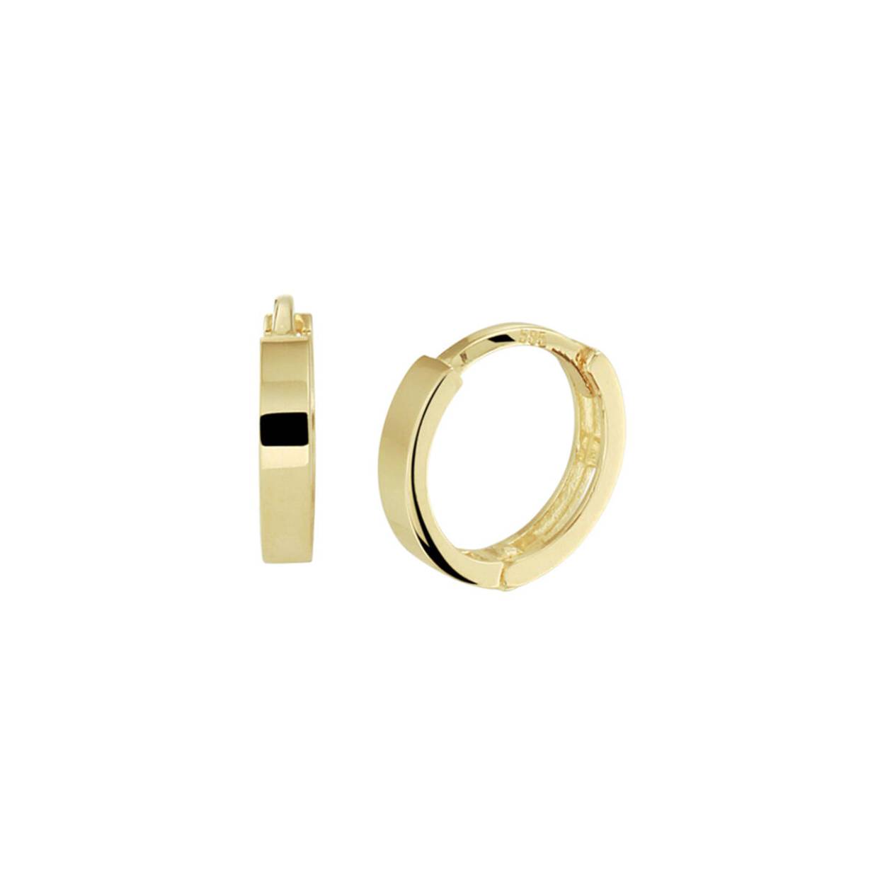 14k Geelgouden oorringen. De oorringen hebben een afmeting van 10x1.8mm.