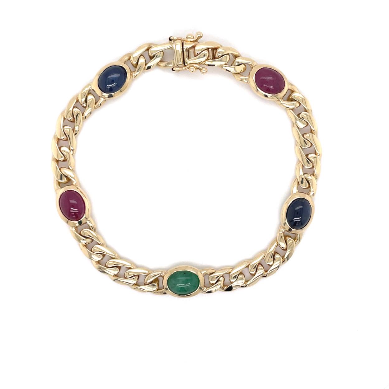 Massieve armband met amethyst, topaas, peridoot, rhodoliet, citrien