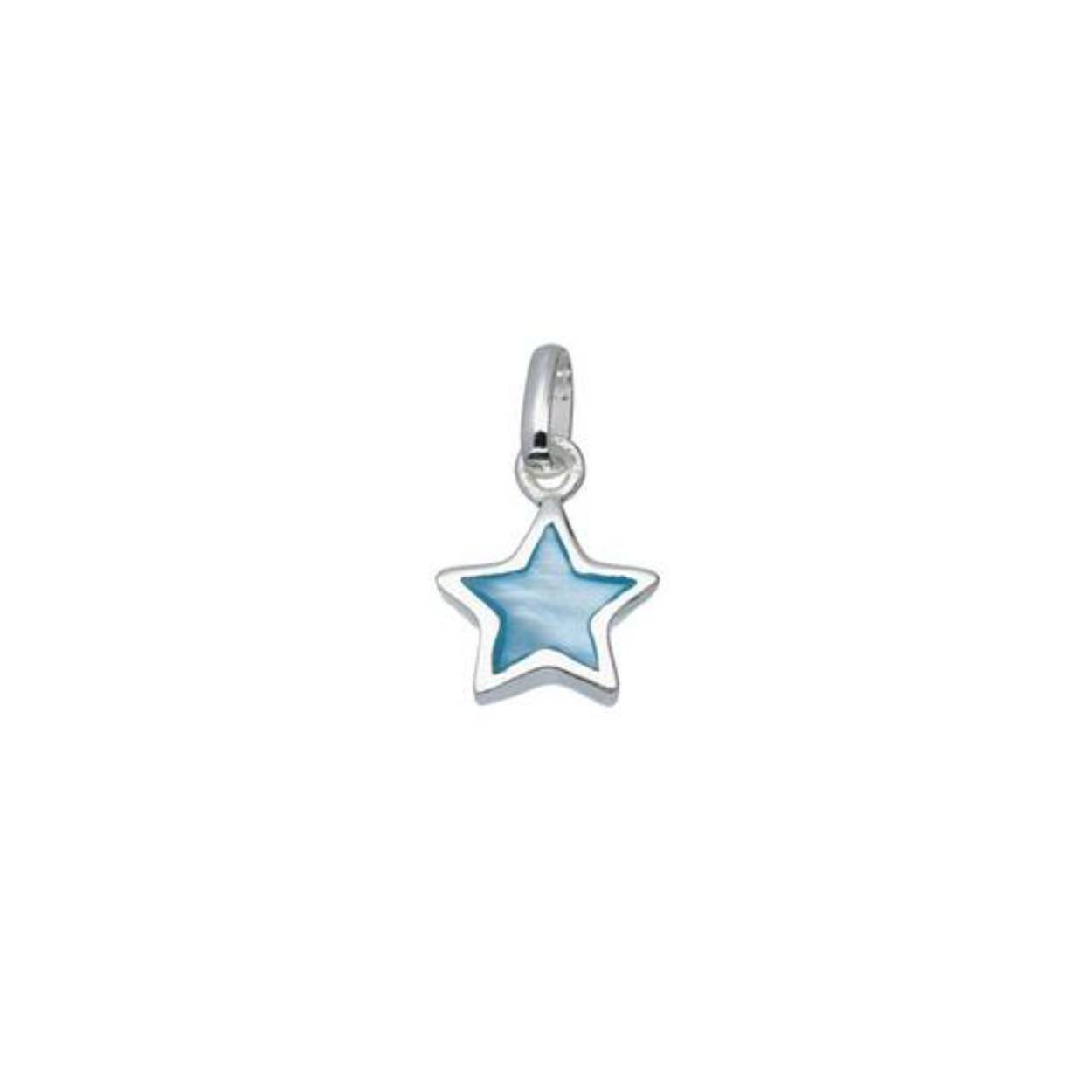 Zilver bedel ster met blauw emaille 
