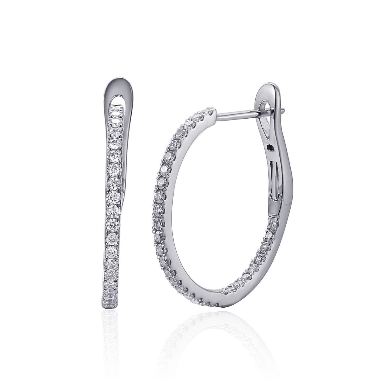 14 karaats witgouden oorringen met briljant geslepen diamant 0.50 ct H/SI
20 mm diameter
