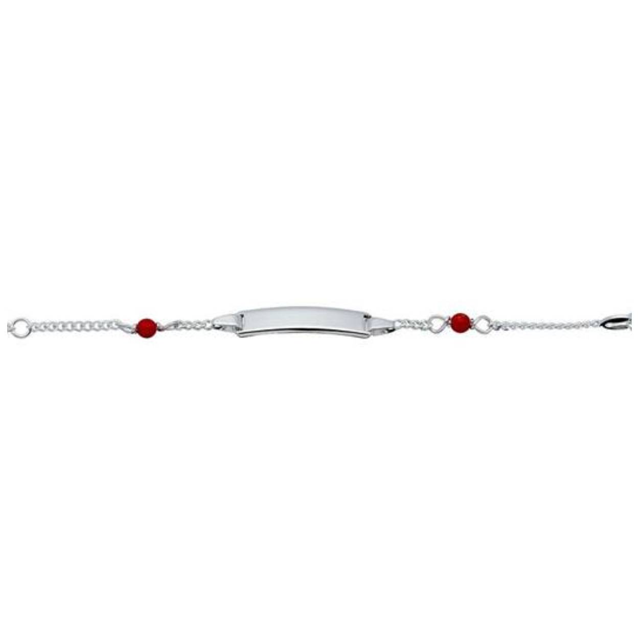 Zilveren naamplaat armband bloedkoraal