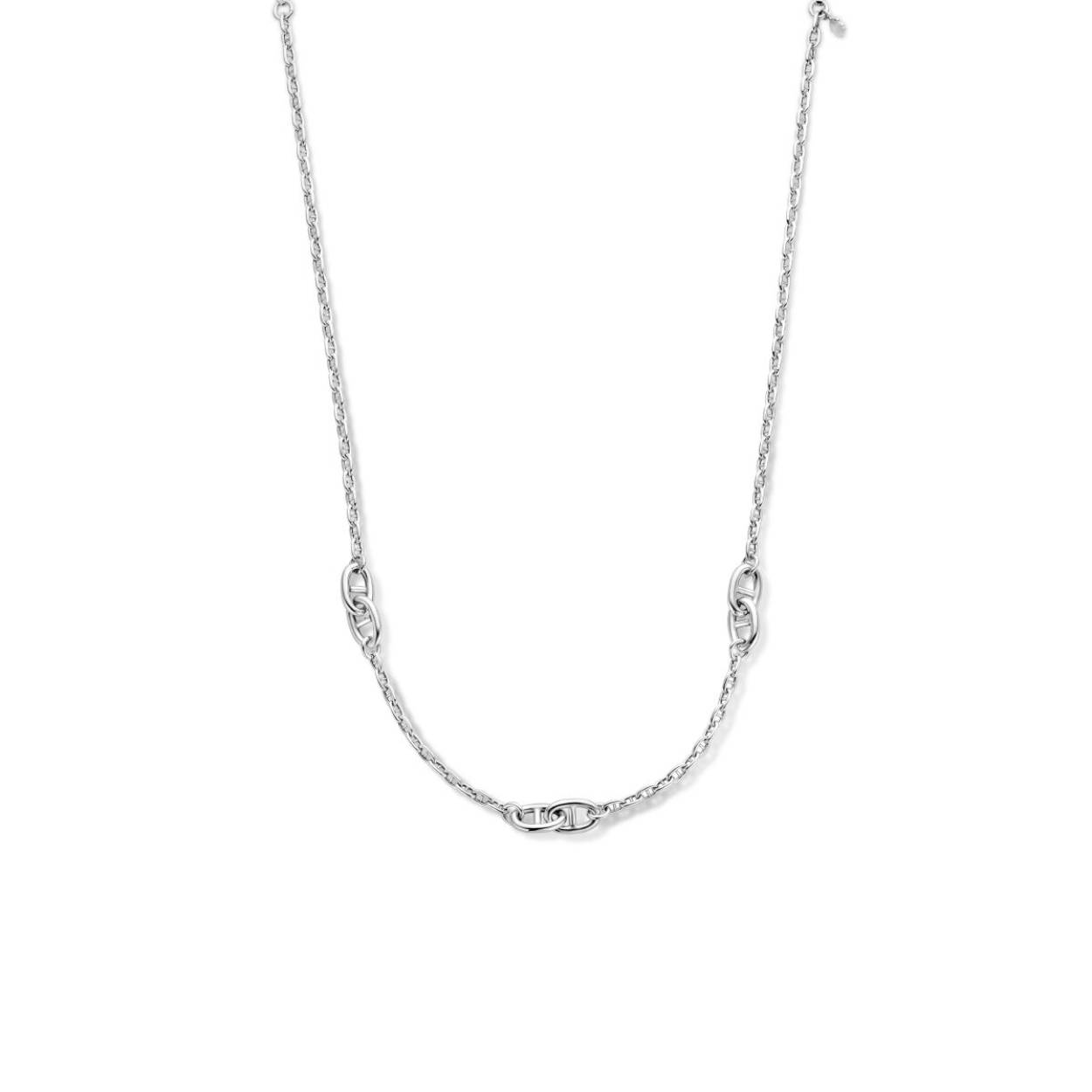 Gerhodineerd 925 zilveren anker collier uitgevoerd met een karabijn sluiting en schakelbreedtes van 3 en 7mm. Het collier heeft een draaglengte van 40cm met een extensie van 4cm. 13.35675