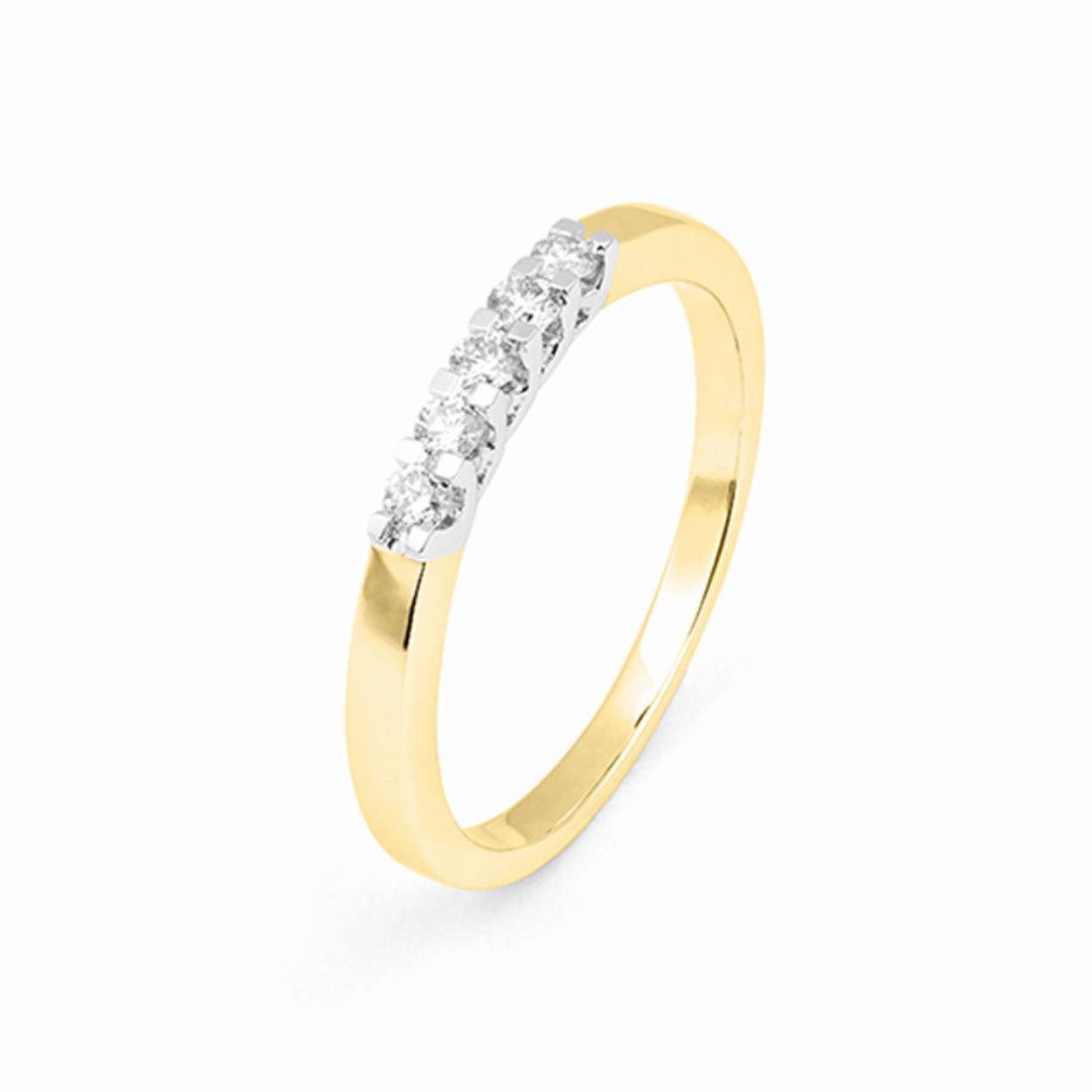 Gouden ring briljant 0.16crt h/si, 5steens Facet R3107005EBA14H/SI