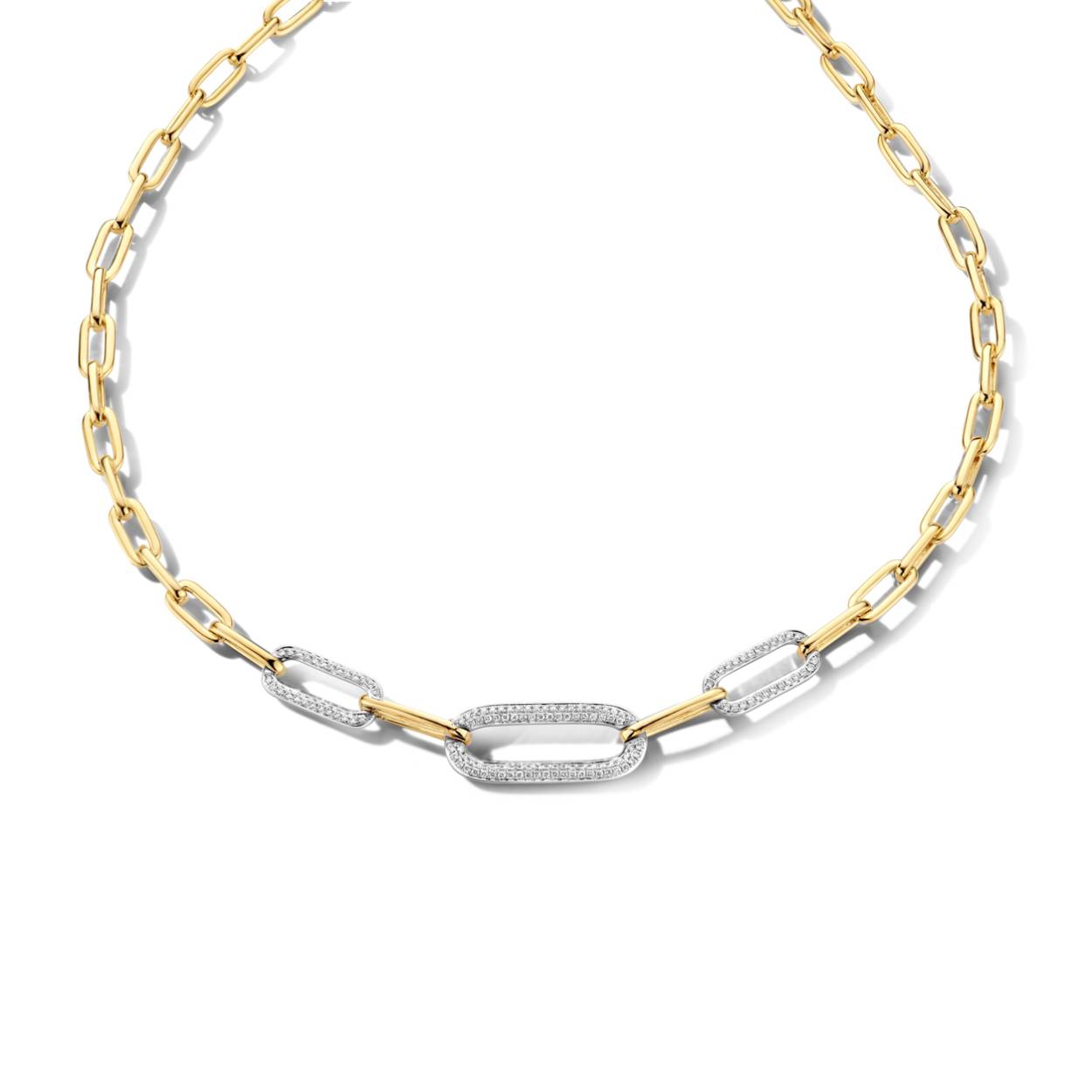 Ketting geel goud 18kt met diamanten.