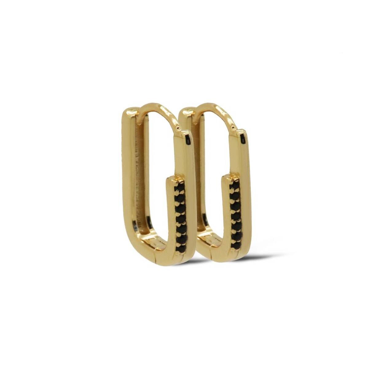 H407GP_BL Karma hinged hoops lilo black goldplated