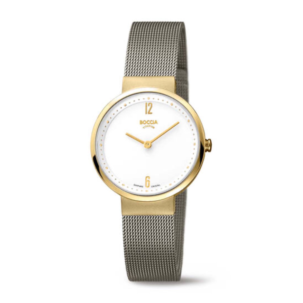 Boccia horloge Dameshorloge Verguld met milanese band 30 mm
