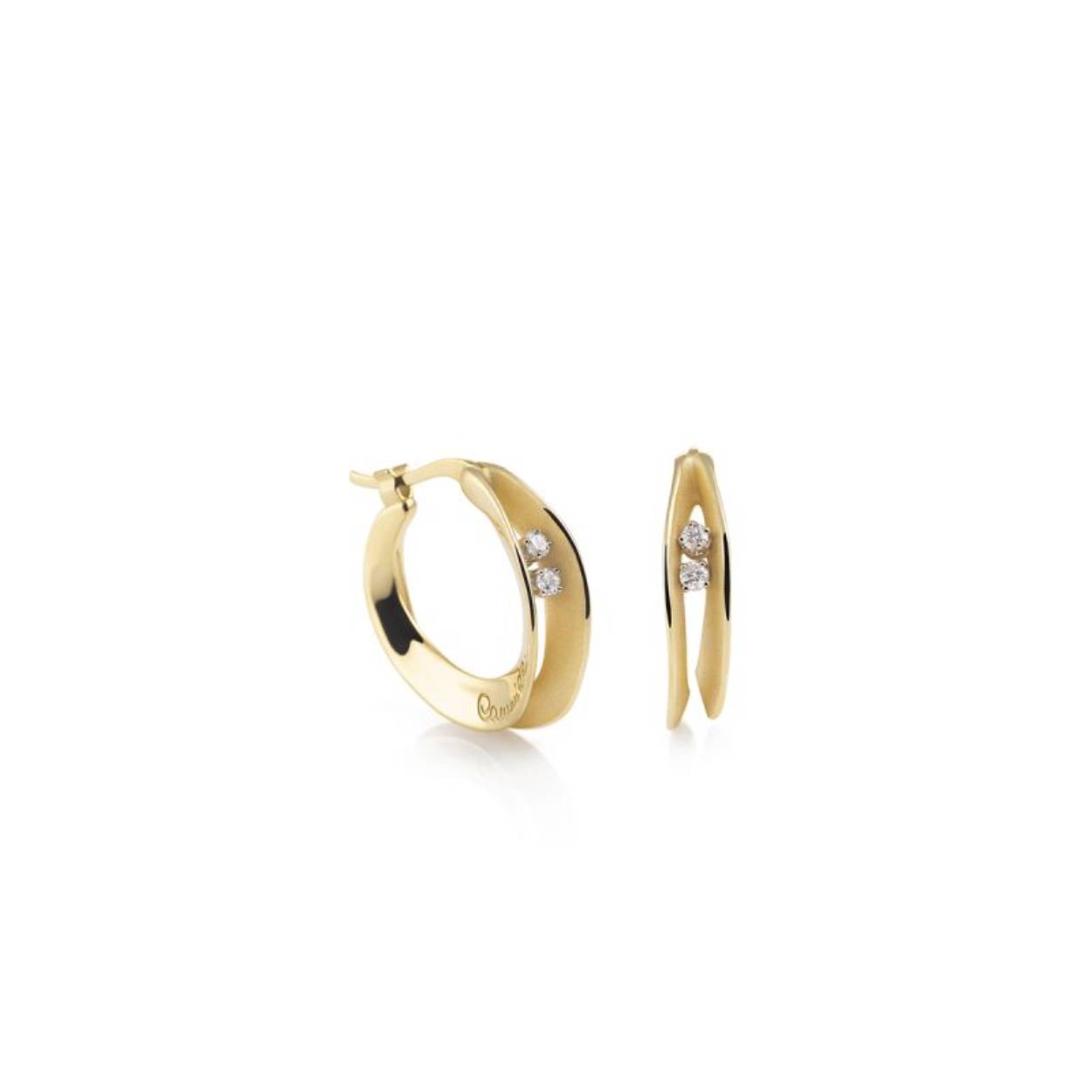 Dune Series oorringen, 18Kt Yellow Sunrise Gold met diamanten 0.12ct