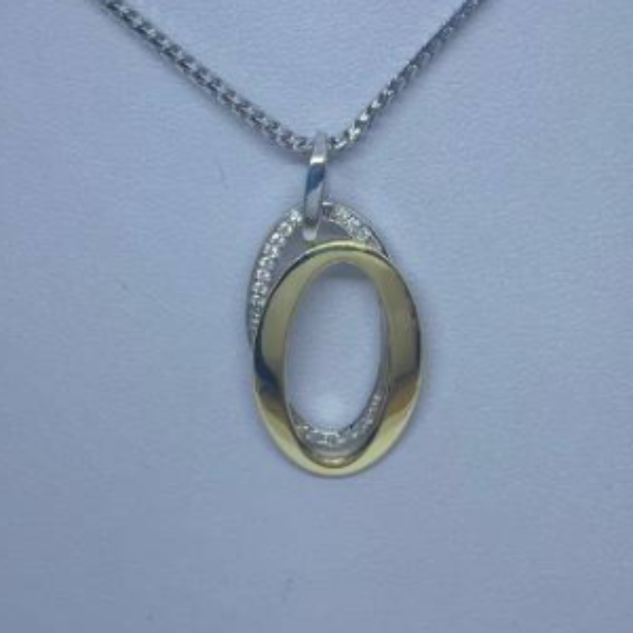 Zilveren hanger bicolor met zirkonia, gerhodineerd