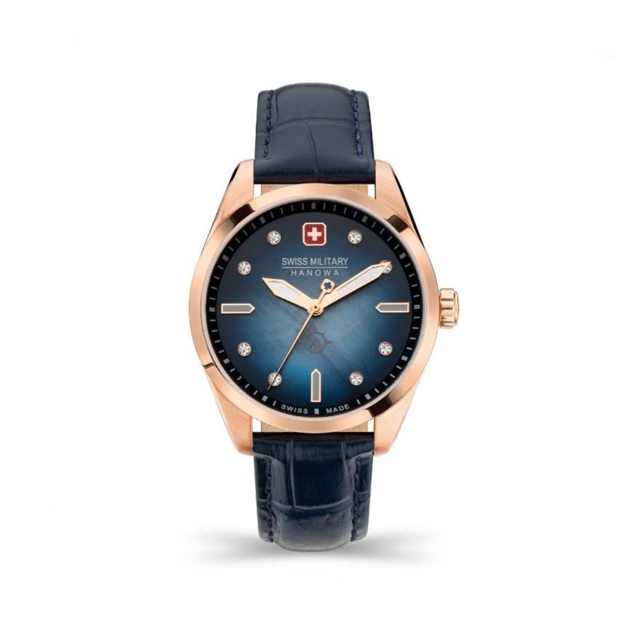 Dit dameshorloge is van het merk Swiss Military Hanowa. Het is een horloge gemaakt van edelstaal