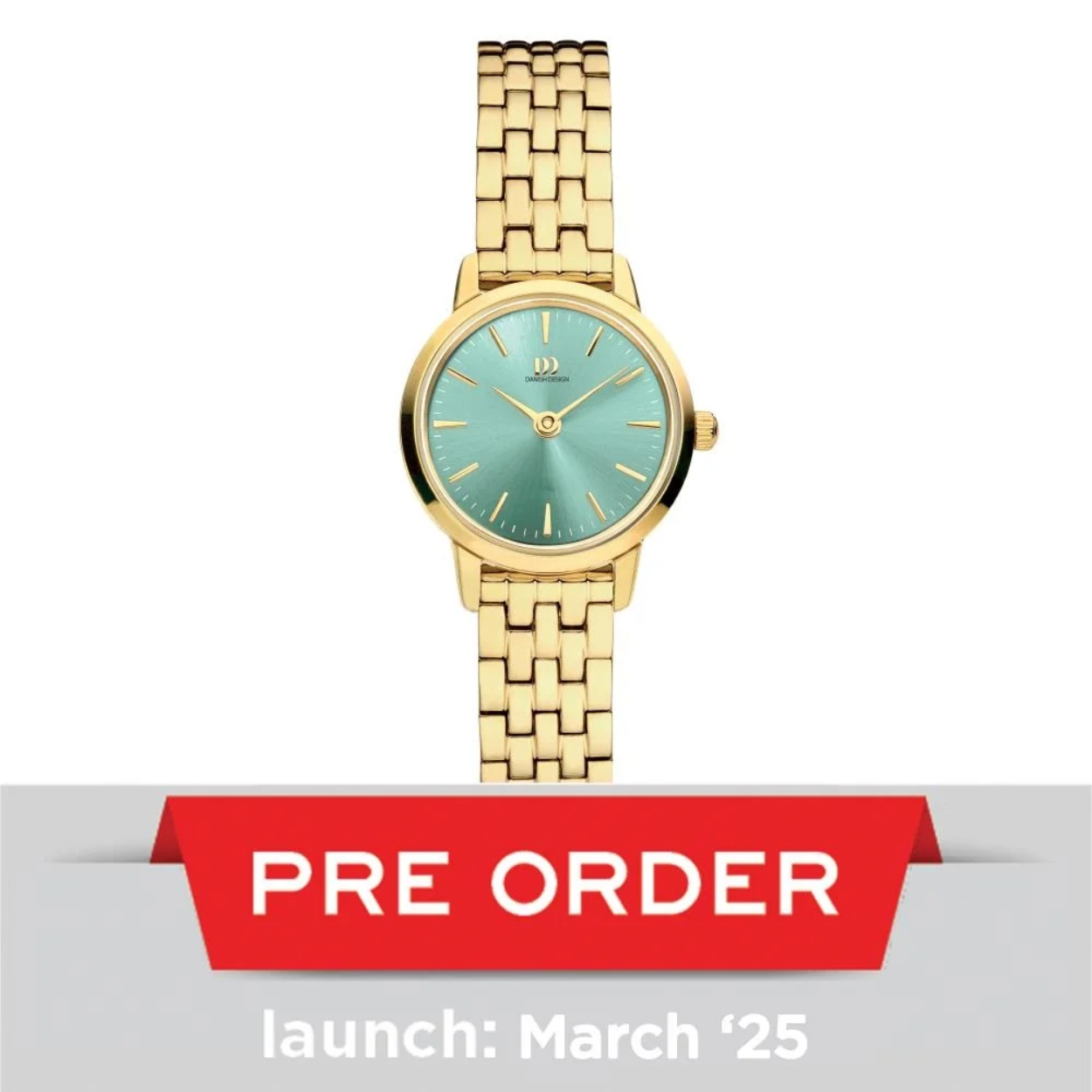 Danish Design akilia mini link gold sage green dameshorloge