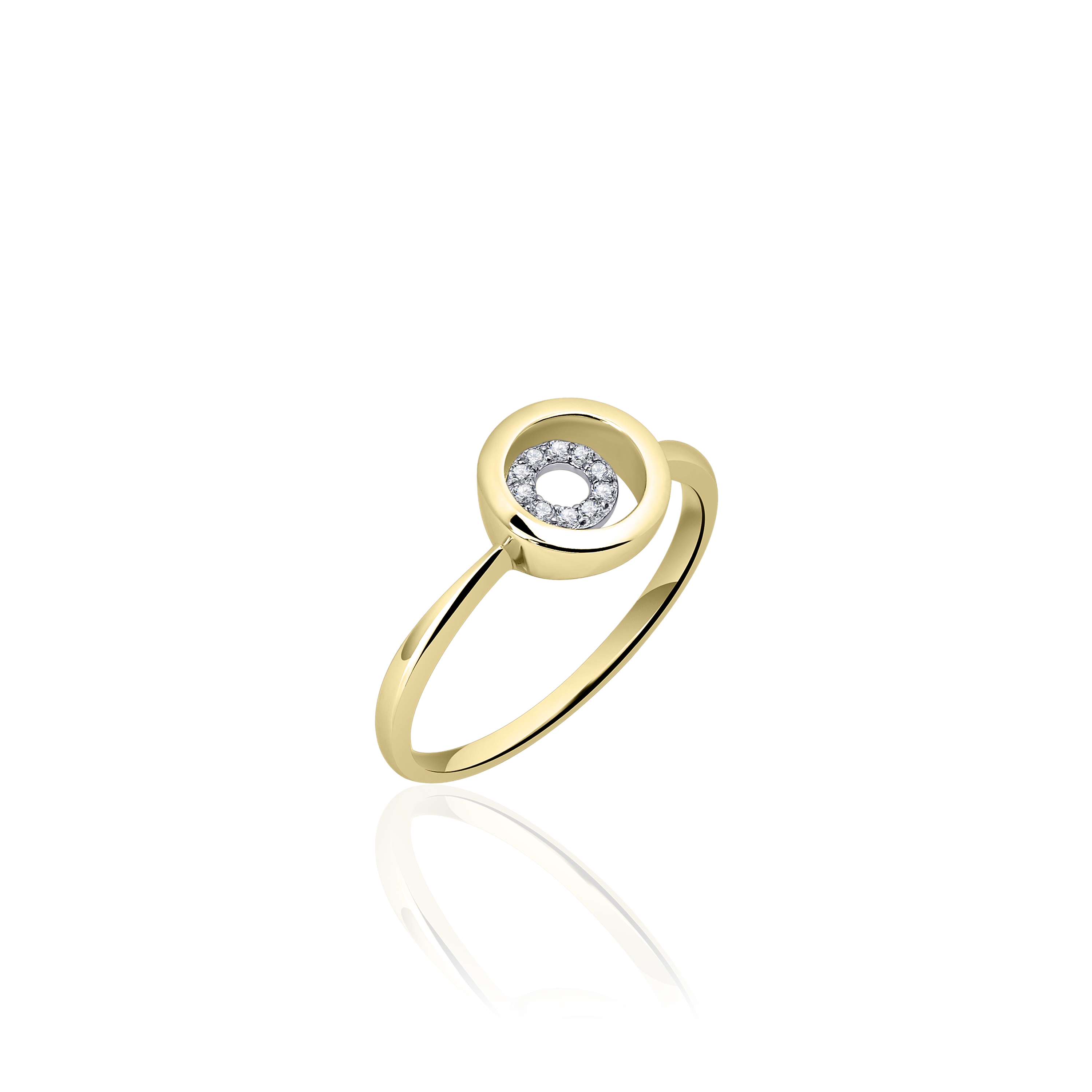 Gouden Ring met Cirkels met Zirkonia's  VBR007-56