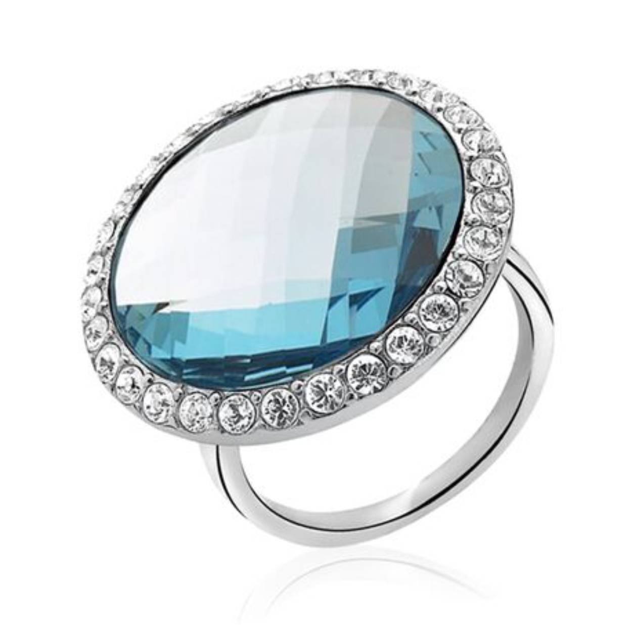 Zinzi zilveren ring lichtblauw swarovski mt50