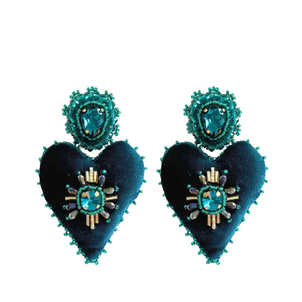 Paulie Pocket oorhangers Velvet Heart Aqua

Prachtige statement oorhangers, zeer licht in gewicht.