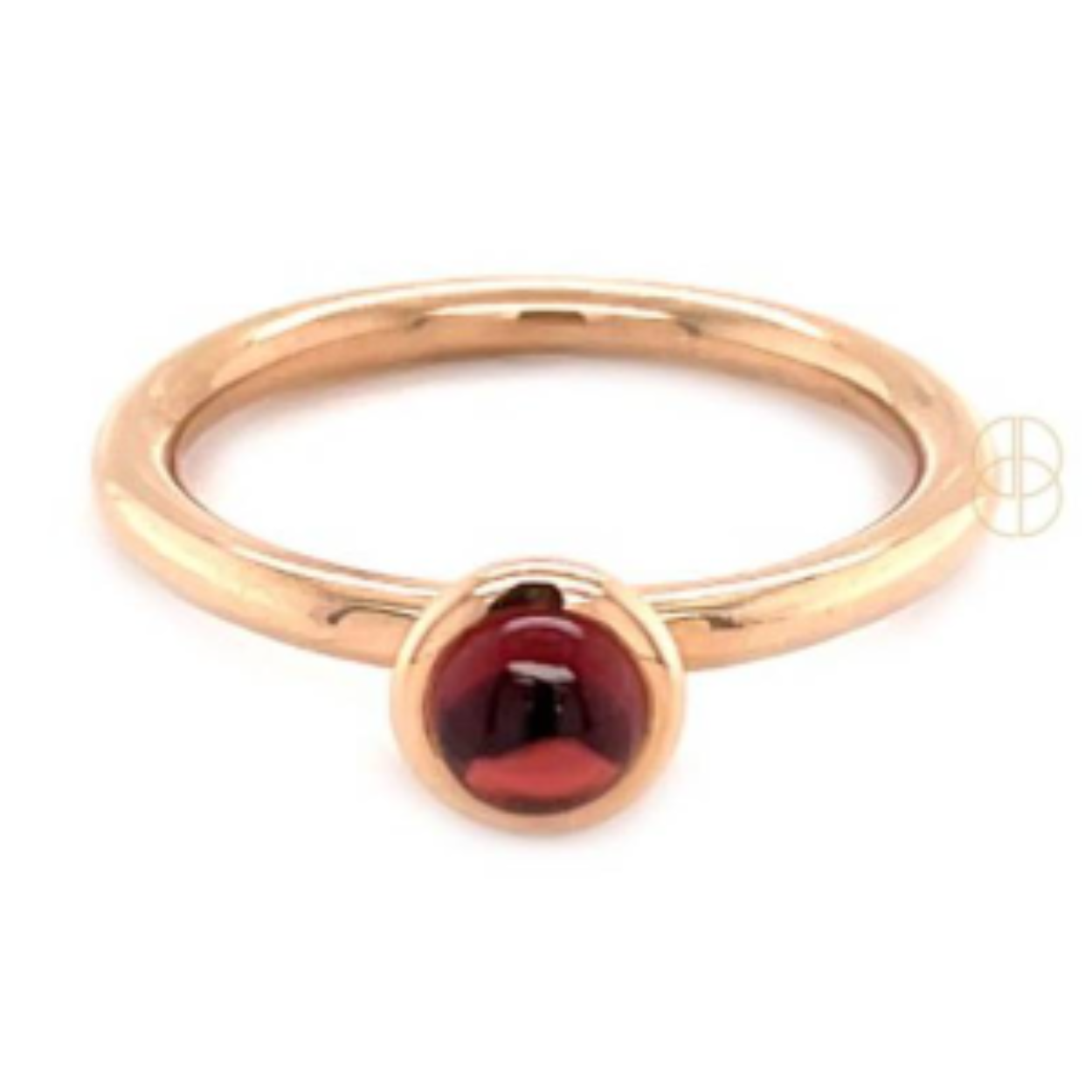 8RR4851GRC 18 krt roségouden Bron Ring met cabouchon geslepen Granaat. Model Sushi