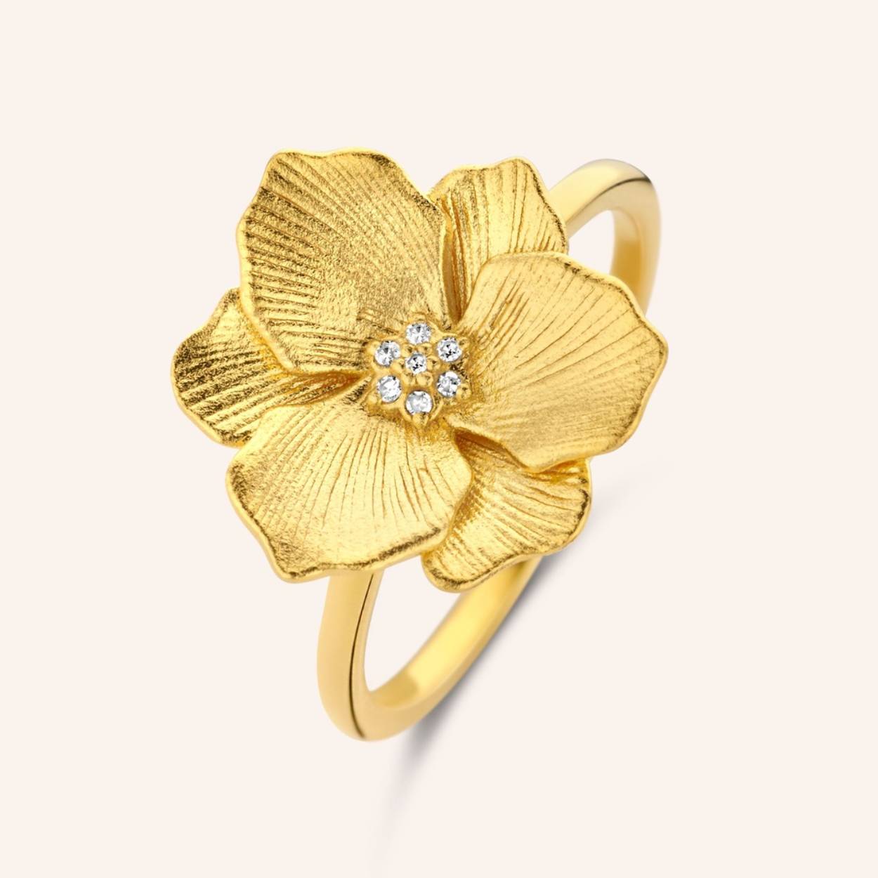 Jasmine ring geel zilver plated mt 54