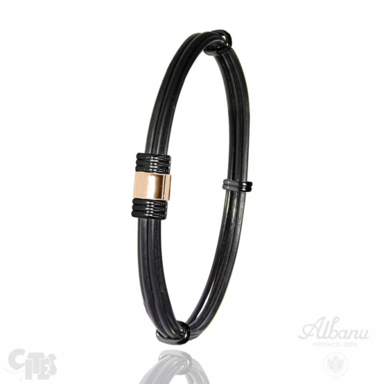 Albanu Selati Armband Olifant Zwart RG/PVD Staal 6MM 20CM