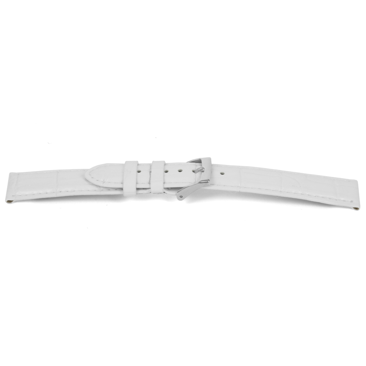 Wit lederen horlogeband met zilverkleurig edelstalen gesp.
Kleur band: Wit
Band dikte: 3.3mm
Band lengte: 70/105mm
Band breedte: 12x10mm
Gesp: Stainless steel
Bekleding binnenband: Nubuck
Gestikt: Ja, dezelfde kleur als de band.
Pushpin: Exclusief
Hypo allergisch: Ja
EAN: 4780263508128