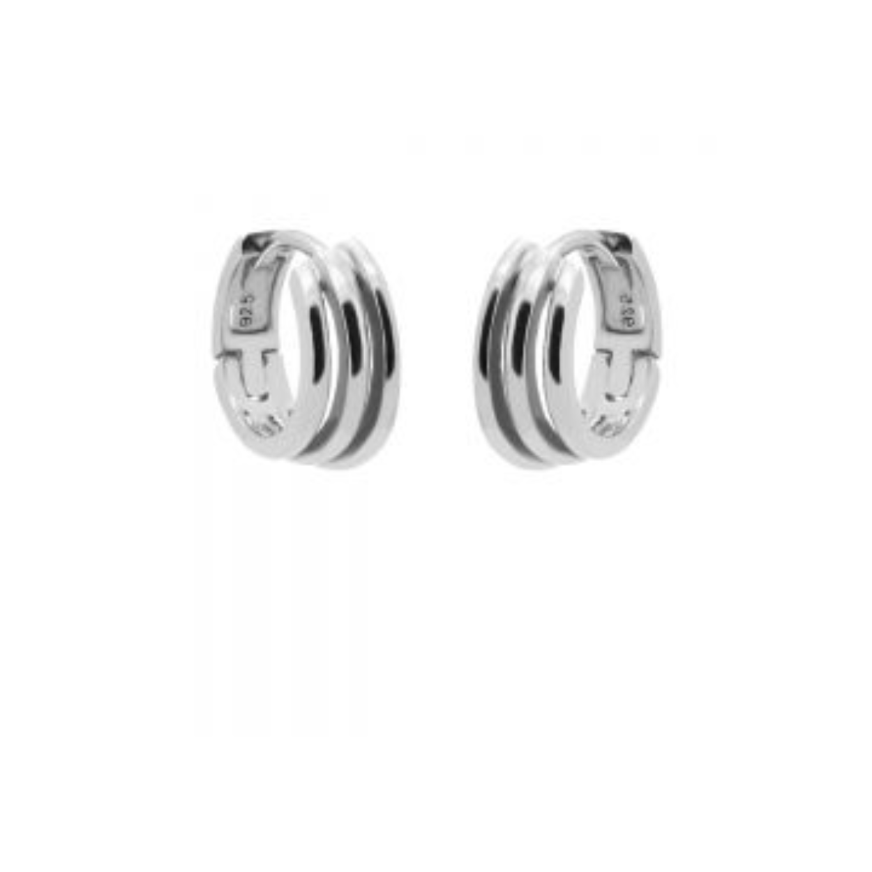 Plain Hinged Hoops Triple Row Silver