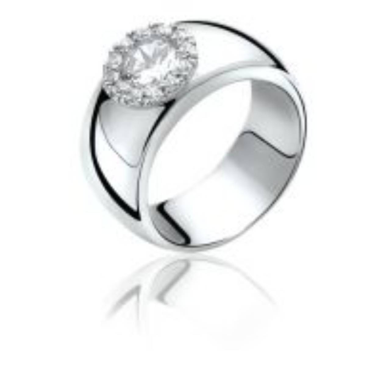 ZINZI zilveren ring bezet met ronde witte zirconia, omlijst met kleine witte zirconia's. Vervaardigd van eerste gehalte zilver (925) en met extra rodiumlaag voor een langdurige glans.