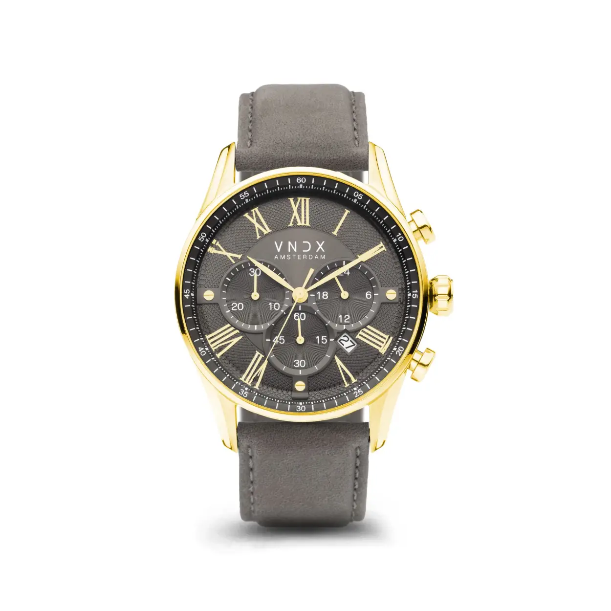 Vndx horloge leder The chief goudkleur grijs leer LD33056-16