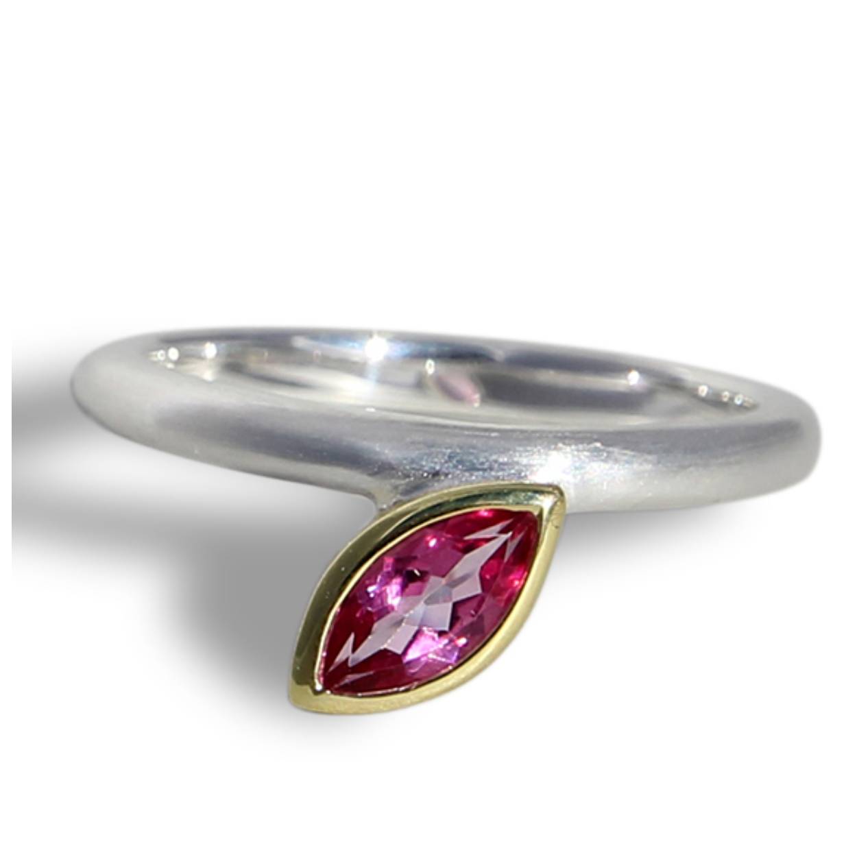 zilver/ verguld met roze topaas