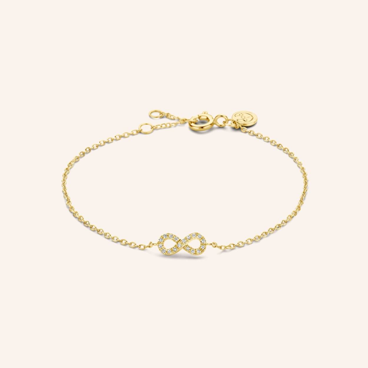 infinity zilveren gold plated armband + diamant 0.054Cts 