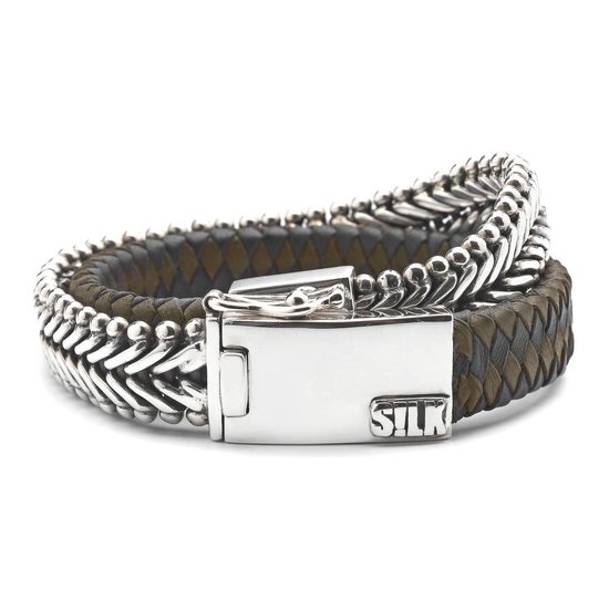 Silk armband zilver met leder