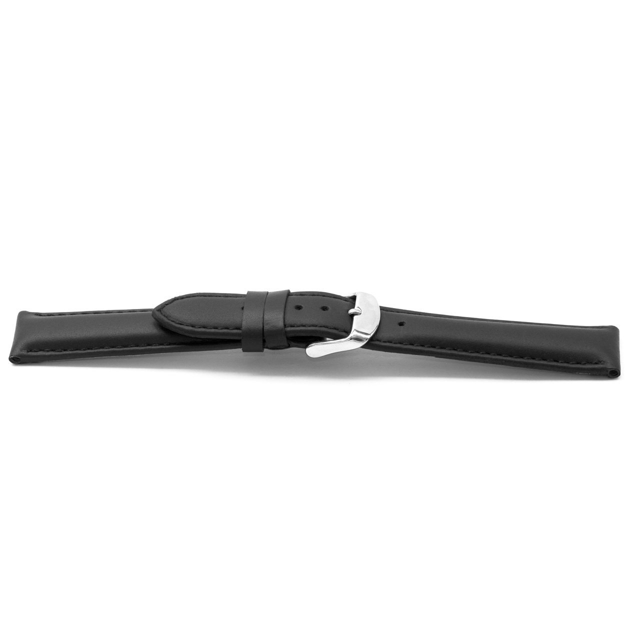 Zwart mat lederen horlogeband extra lang met edelstalen gesp.
Kleur band: Zwart
Band dikte: 4.8 – 2.8mm
Band lengte: 85/125mm
Band breedte: 20x18mm
Gesp: Edelstalen gespsluiting
Bekleding binnenband: Beige nubuck
Gestikt: Ja
Pushpin: Exclusief
Hypo allergisch: Ja
NFC Chip: Ja
EAN: 4780263119201

Code: catd283