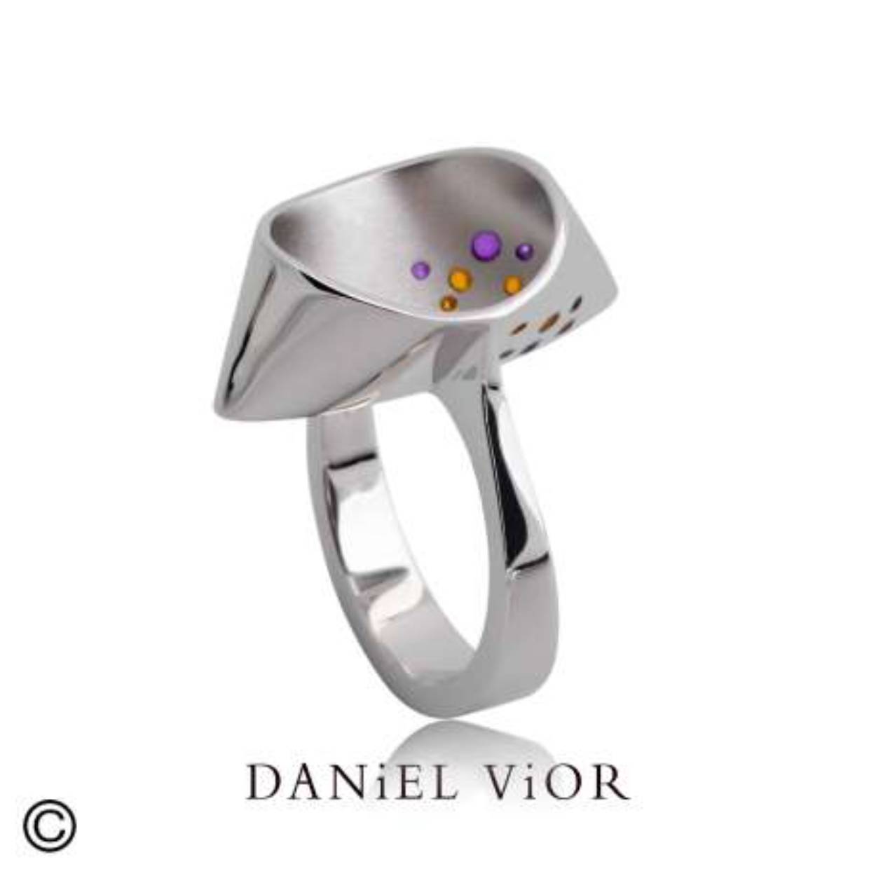 Ring CUCULLA oranje/paars emaille (Ag.925)
