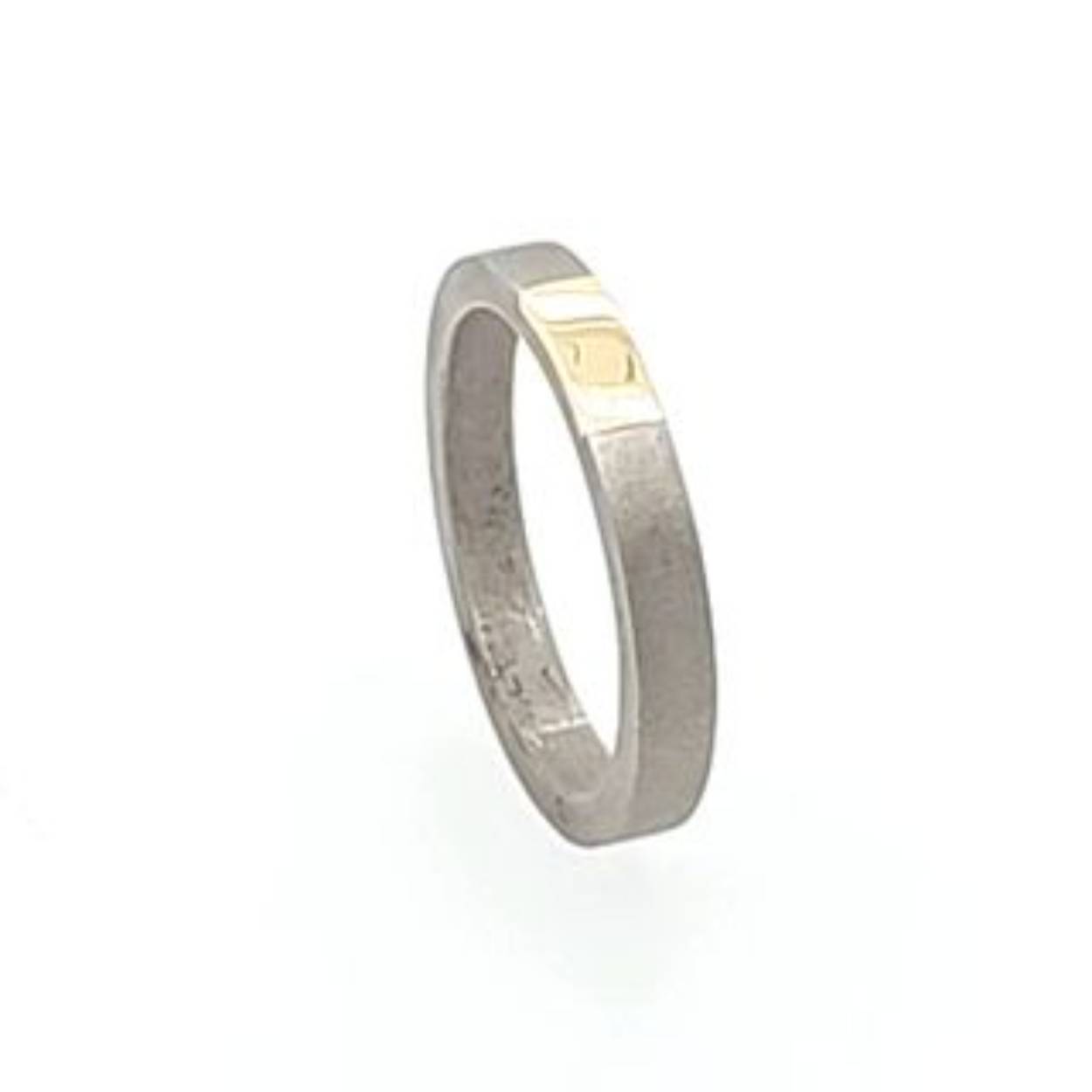 titanium ring met goudplaatje smal