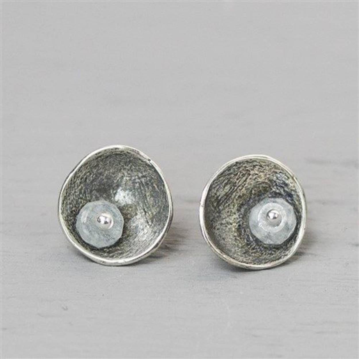Oorsteker zilver oxy + Maansteen