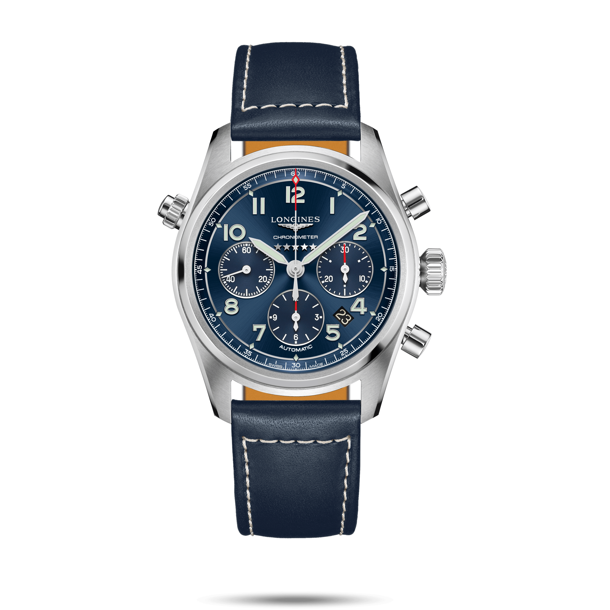 Deze Longines Spirit L38204930 horloge heeft een stijlvolle en sportieve uitstraling. Het horloge beschikt over een chronograaf, datumweergave en is waterbestendig tot 100 meter. Draag dit horloge met een zakelijk pak of een casual outfit voor een sophisticated uitstraling. De perfecte accessoire voor elke gelegenheid.
